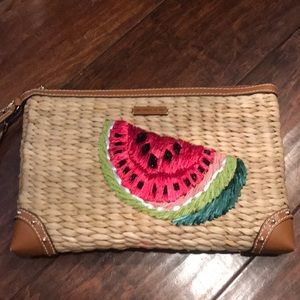 Michael Kors Straw Watermelon Clutch
